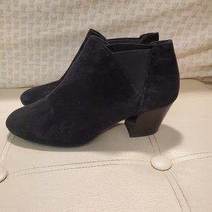 Aquatalia Black Suede Slip On Bootie Heels